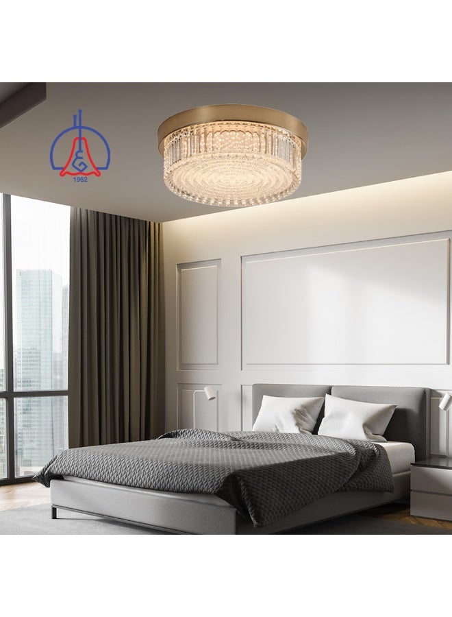 AL SALHIYA LIGHTING LED Acrylic Ceiling Light , Clear Acrylic With Crystal Diffuser , Iron Base,Gold  (TRICOLOR-CCT Slide Switch in Driver) D 22cm - Image 1